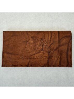 Chicago Blackhawks Genuine Leather Checkbook Cover Wallet NHL Embossed Rico NEW